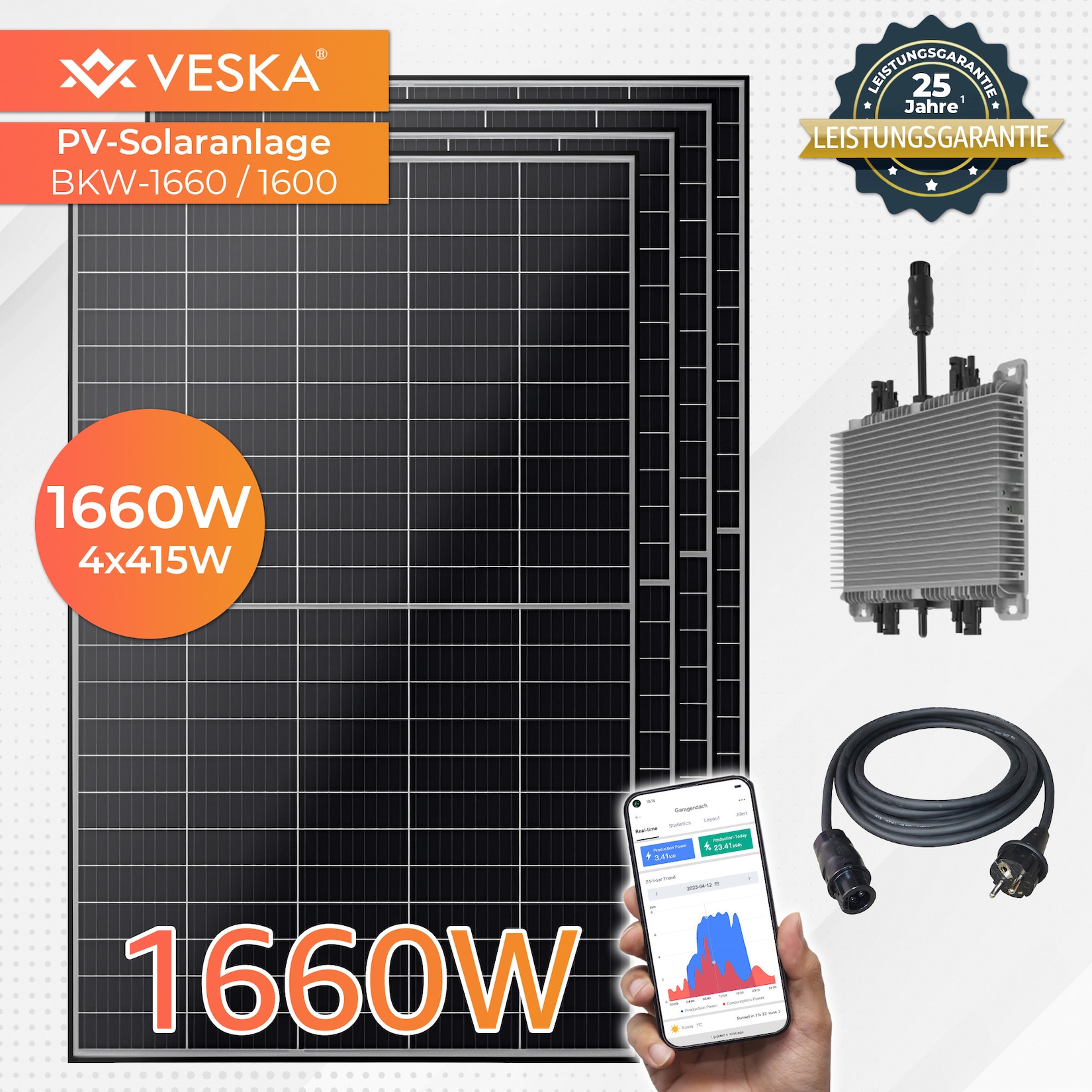 1660W / 1600 W Balkonkraftwerk Photovoltaik Solaranlage WIFI Smart