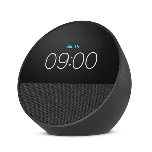 Amazon Echo Spot (neueste generation), smarter Wecker mit sattem Klang, Schwarz, mit