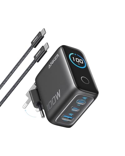 Anker 100W USB C Ladegerät, Smart Ladegerät, kompaktes 3-Port GaN Netzteil | Smart