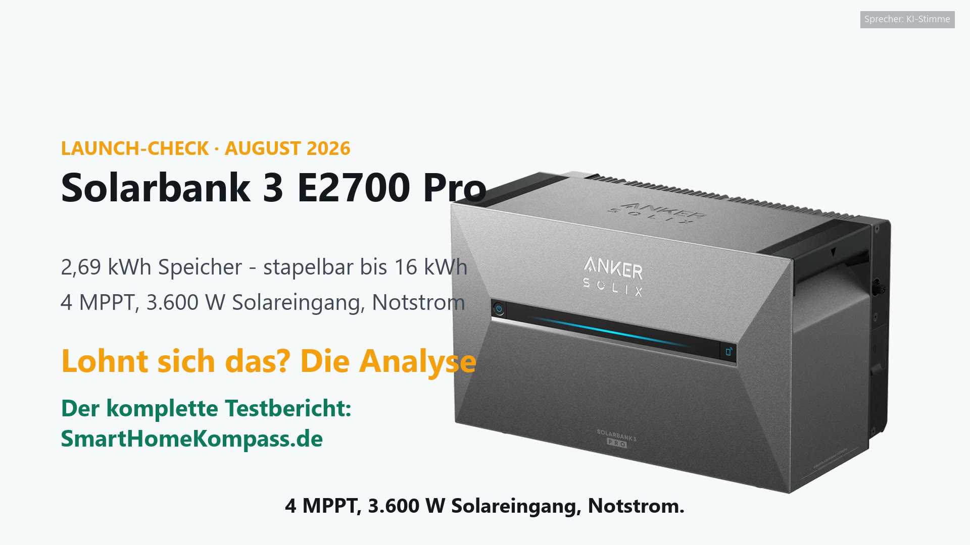 Anker SOLIX Solarbank 3 E2700 Pro Balkonkraftwerk-Speicher