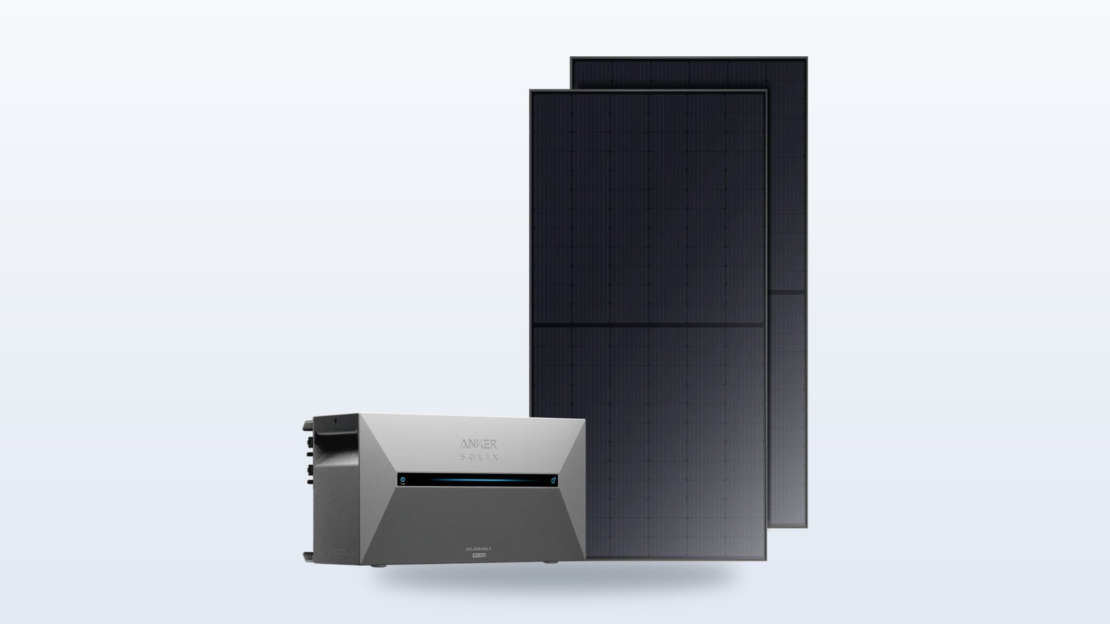Balkonkraftwerk-Set mit Solarmodulen und Speicher, Produktbild für den Winterbetrieb