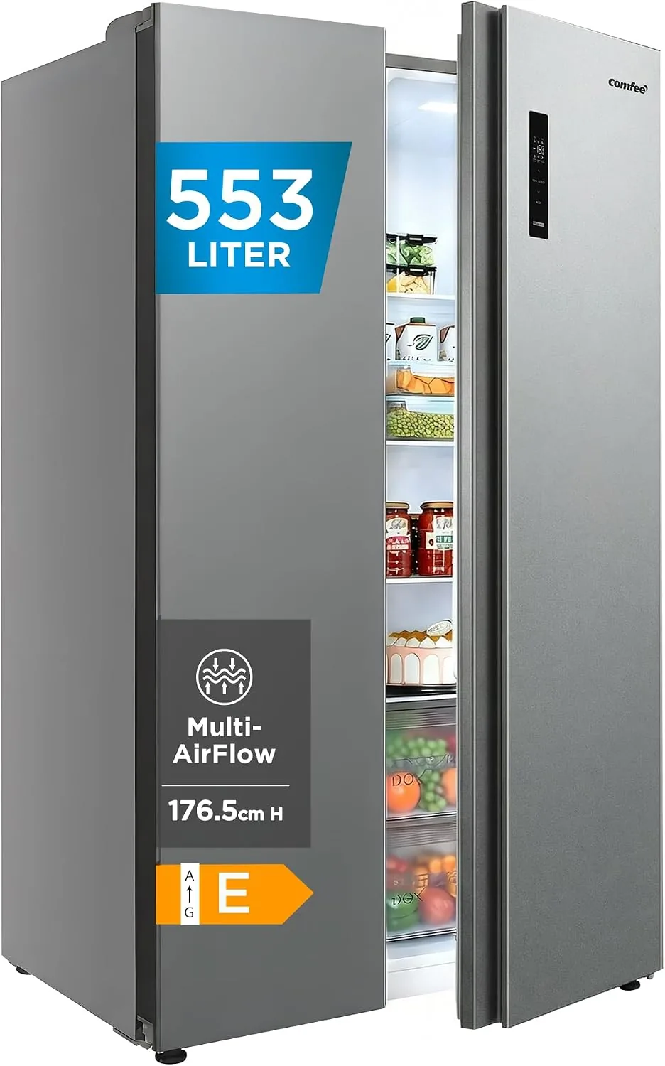 Comfee RCS536LS01 Side-by-Side Kühl-Gefrierkombination mit 553L