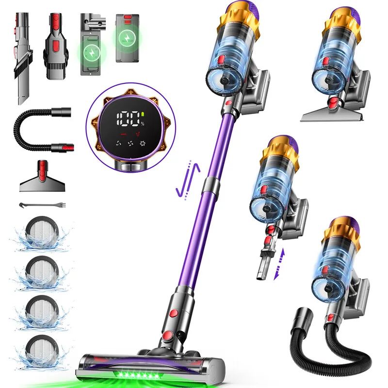 Daynee 65kPa/70Min Akku Staubsauger,65KPa Akkusauger mit Display,1M Schlauch und