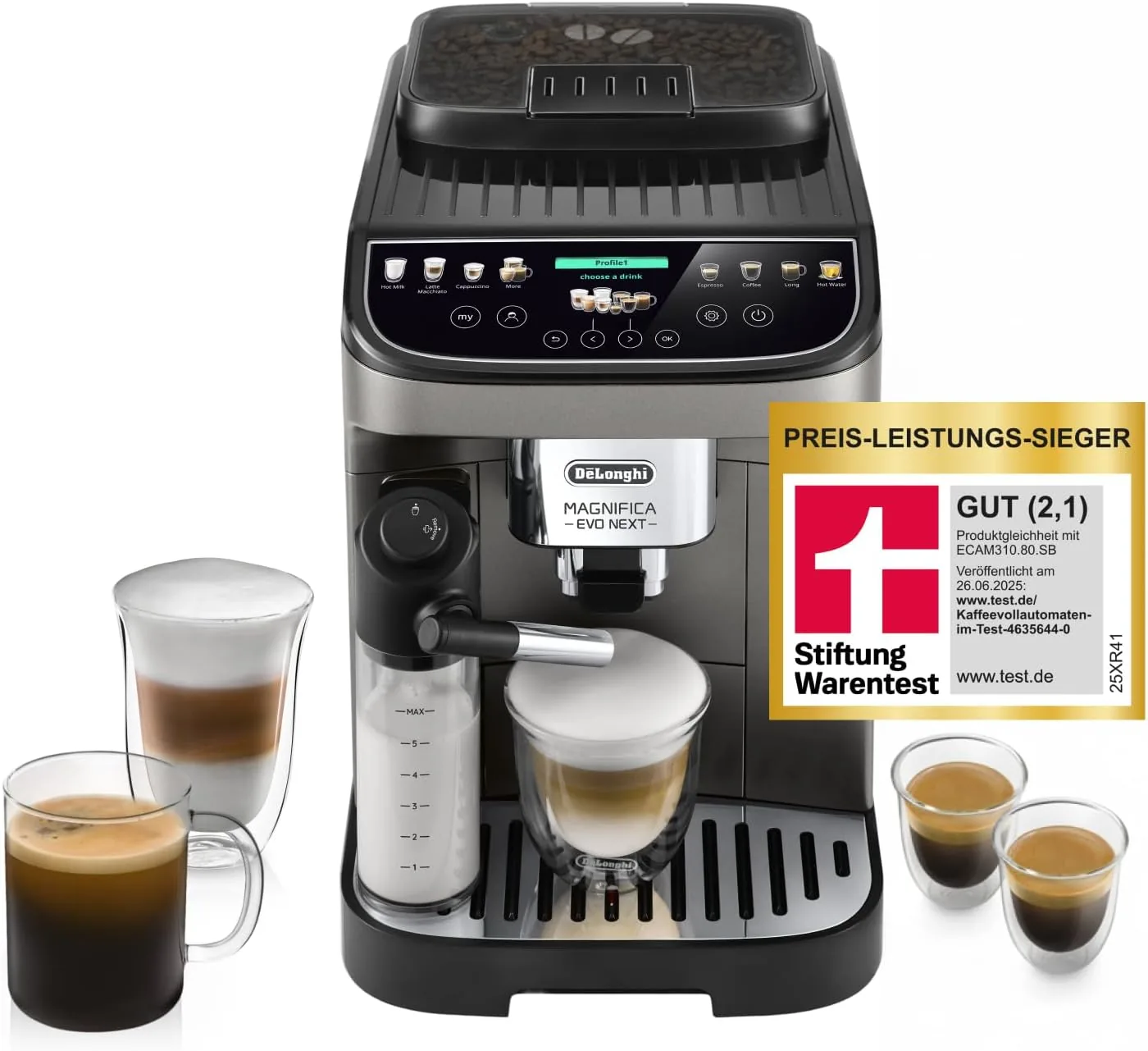 De’Longhi Magnifica Evo Next ECAM312.80.TB Kaffeevollautomat (Titan)