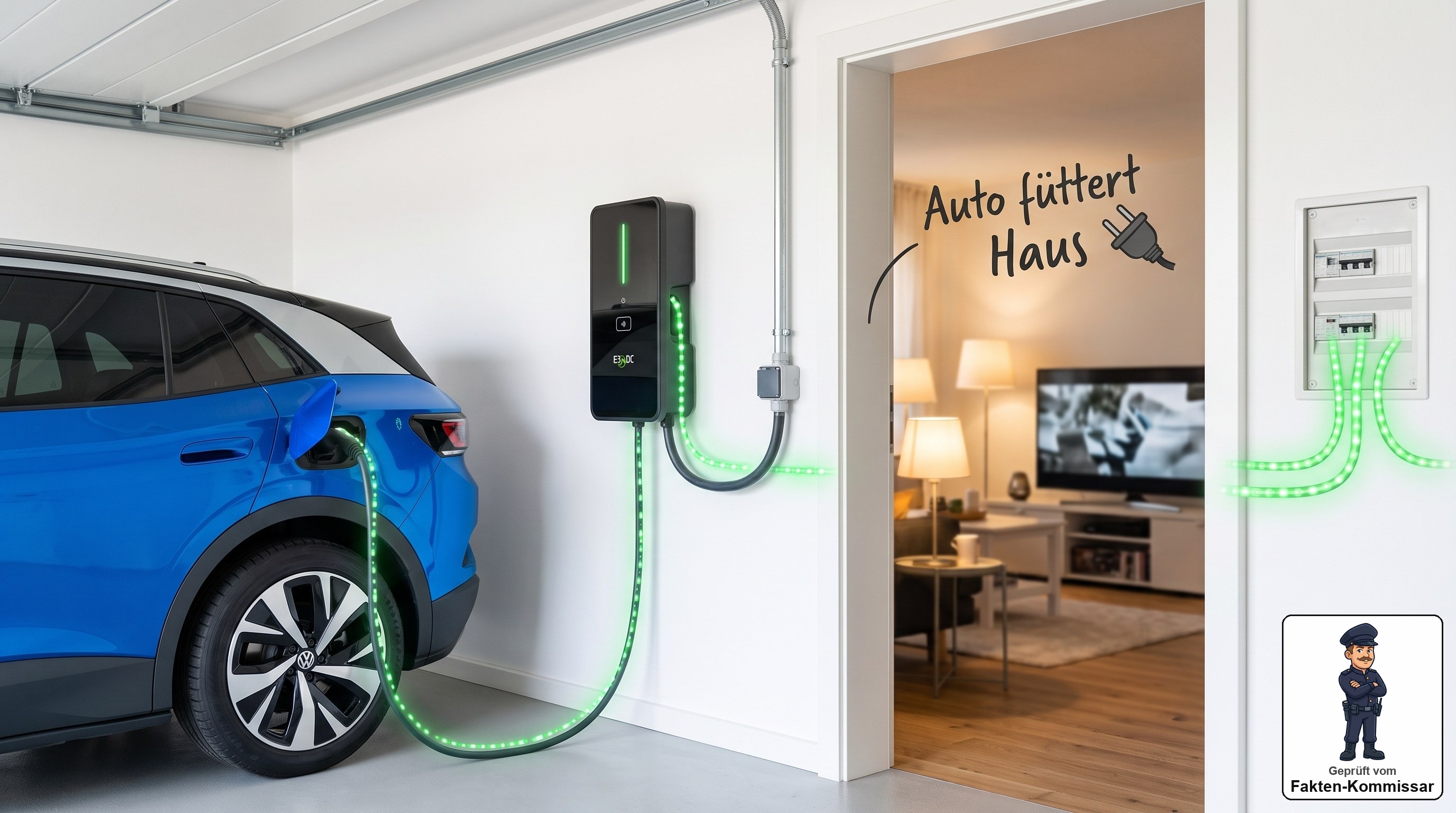 E3/DC edsn Wallbox, die Strom vom E-Auto zurück ins Haus speist