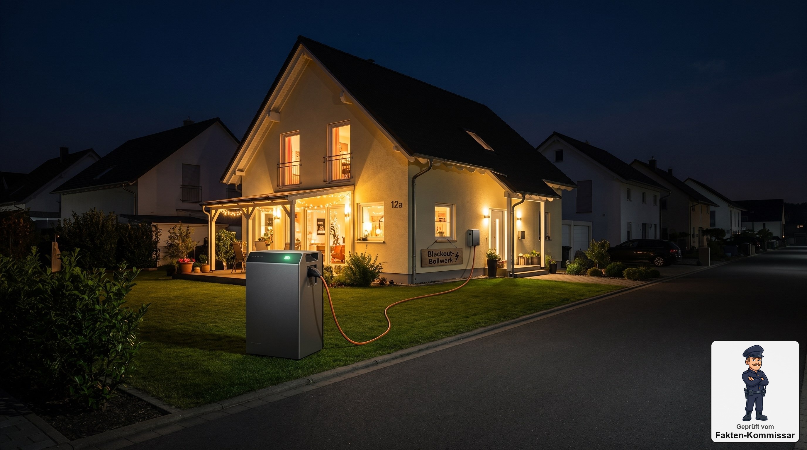 EcoFlow STREAM 5000 versorgt ein einzelnes Haus mit Notstrom, während die Nachbarschaft dunkel bleibt