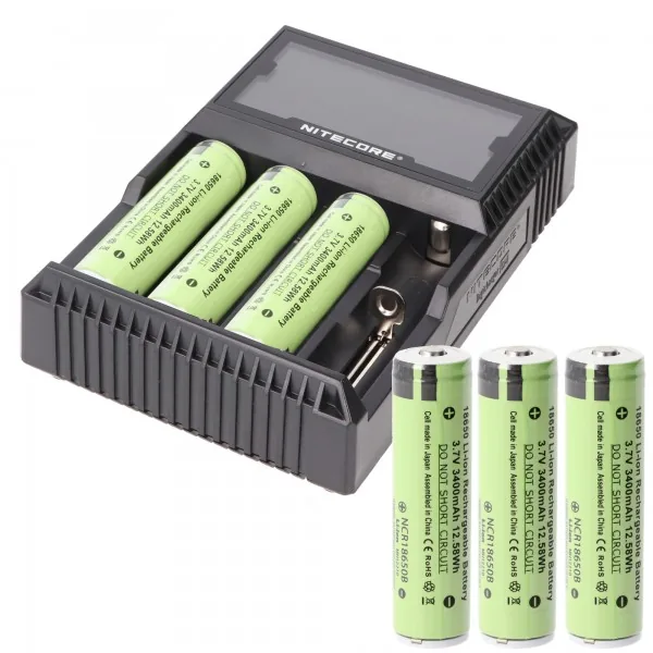 Energie Set – 6 x 18650 plus Nitecore PREMIUM-Ladegerät D4EU