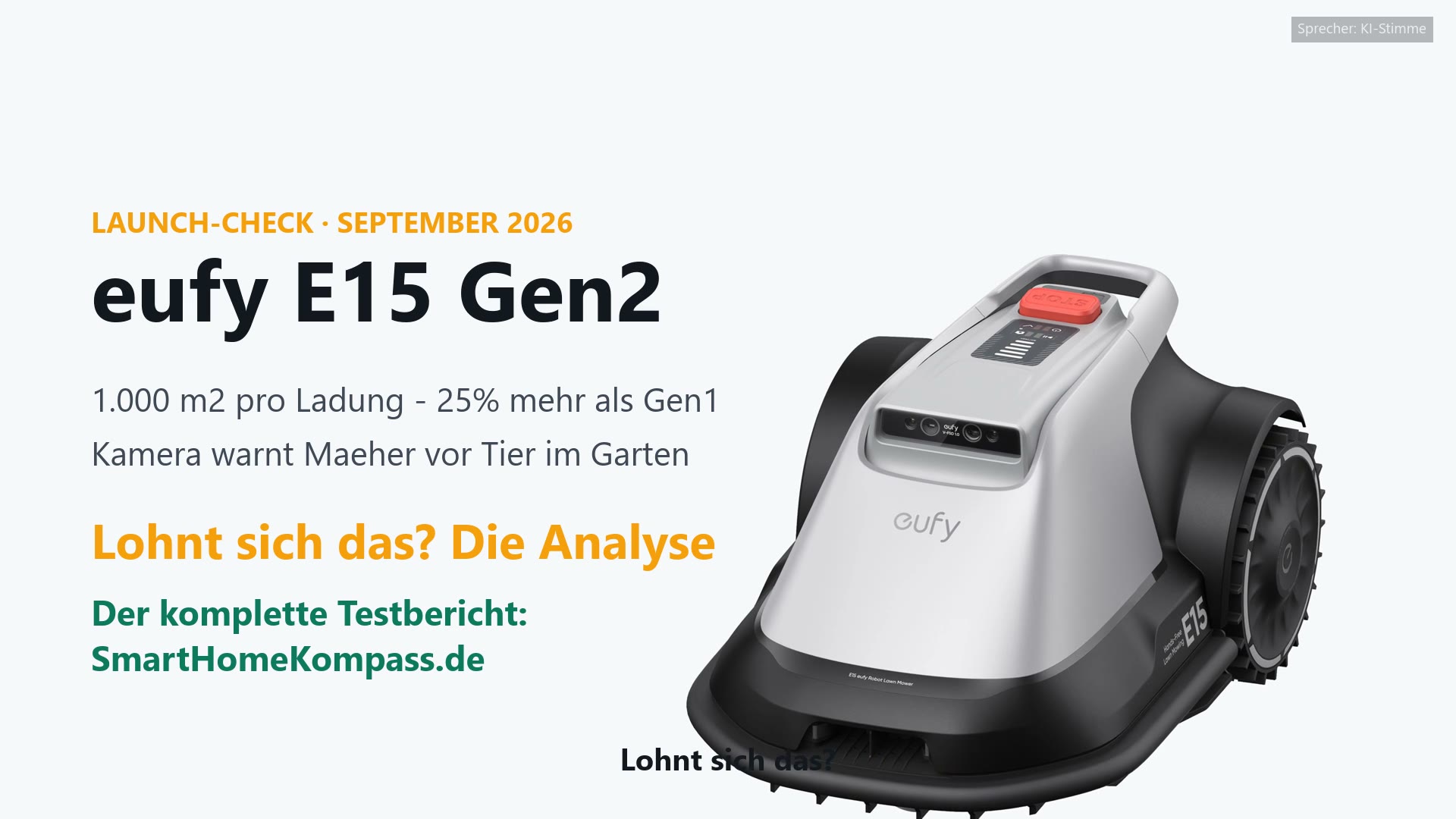 eufy E15 Gen2 Mähroboter mit Ladestation
