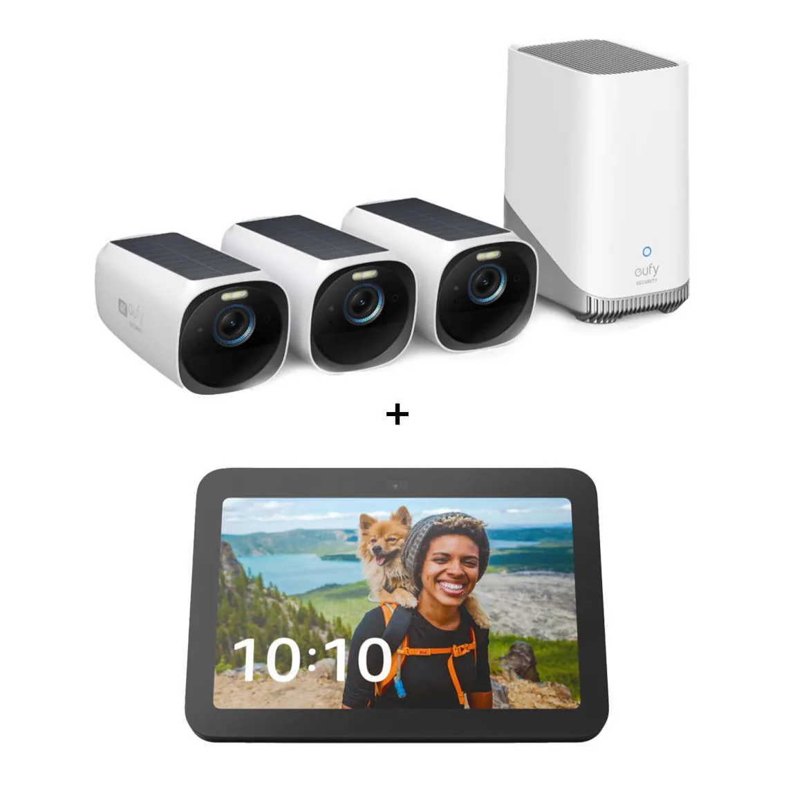 eufyCam 3 Starter-Set 3+1 – 3er-Kameraset mit HomeBase 3 + Amazon Echo Show 8 – 2023