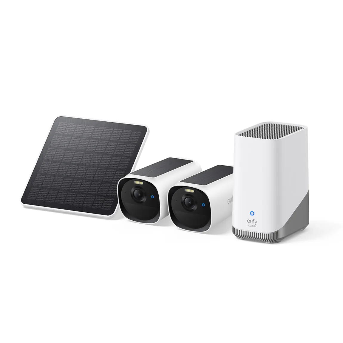 eufyCam E40 Starter-Set 2+1 – Kamera mit HomeBase 3 und Solarpanel – Weiß