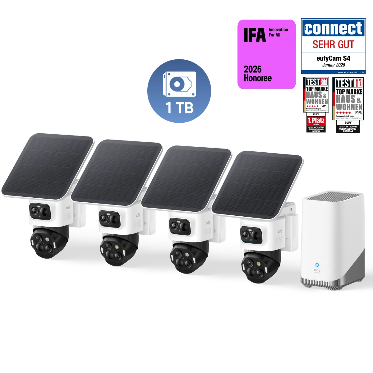 eufyCam S4 4‑Kamera‑Set, 1TB F