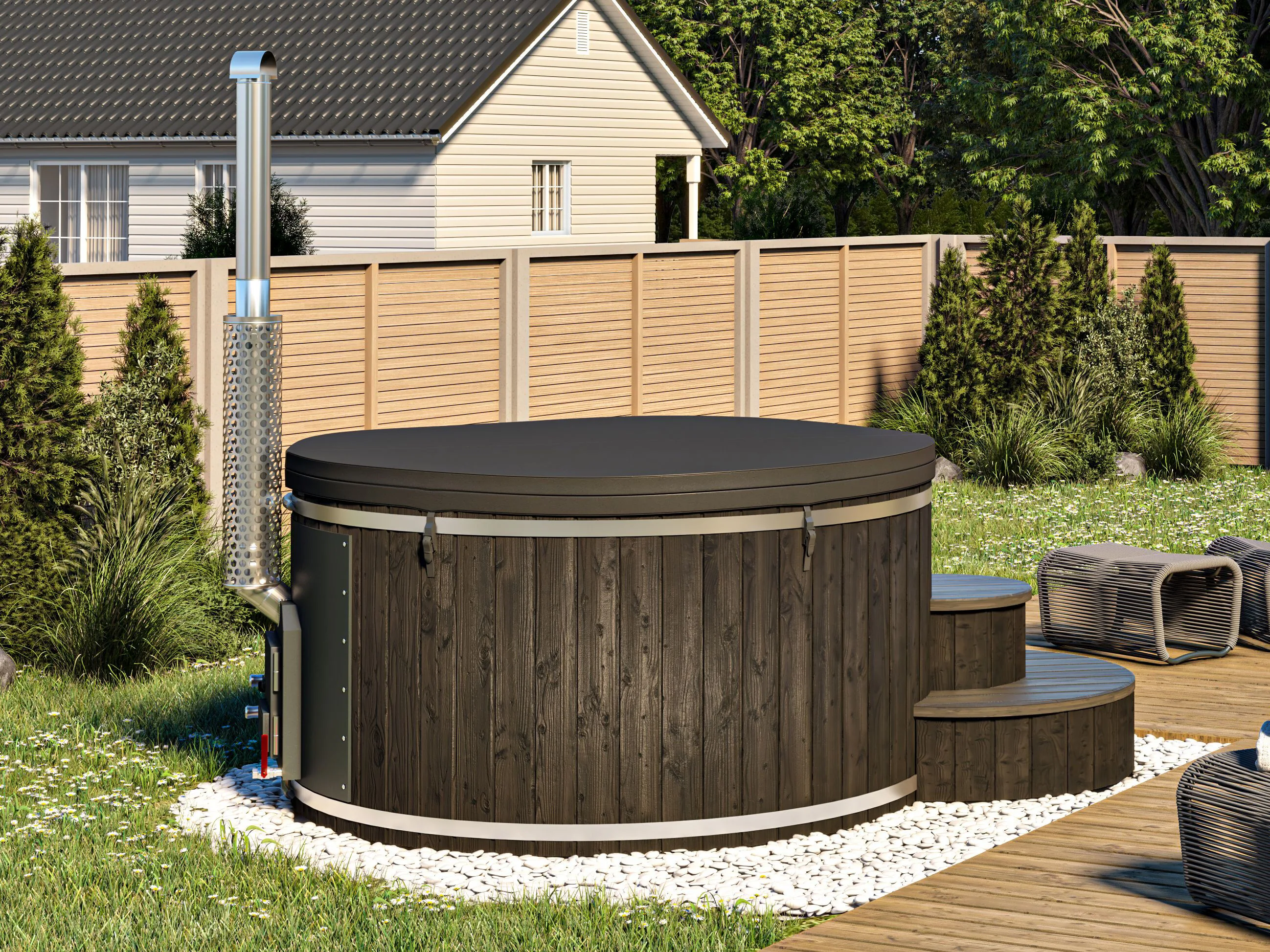 Fjordholz Hot Tub Royal Black 200 -Sparset