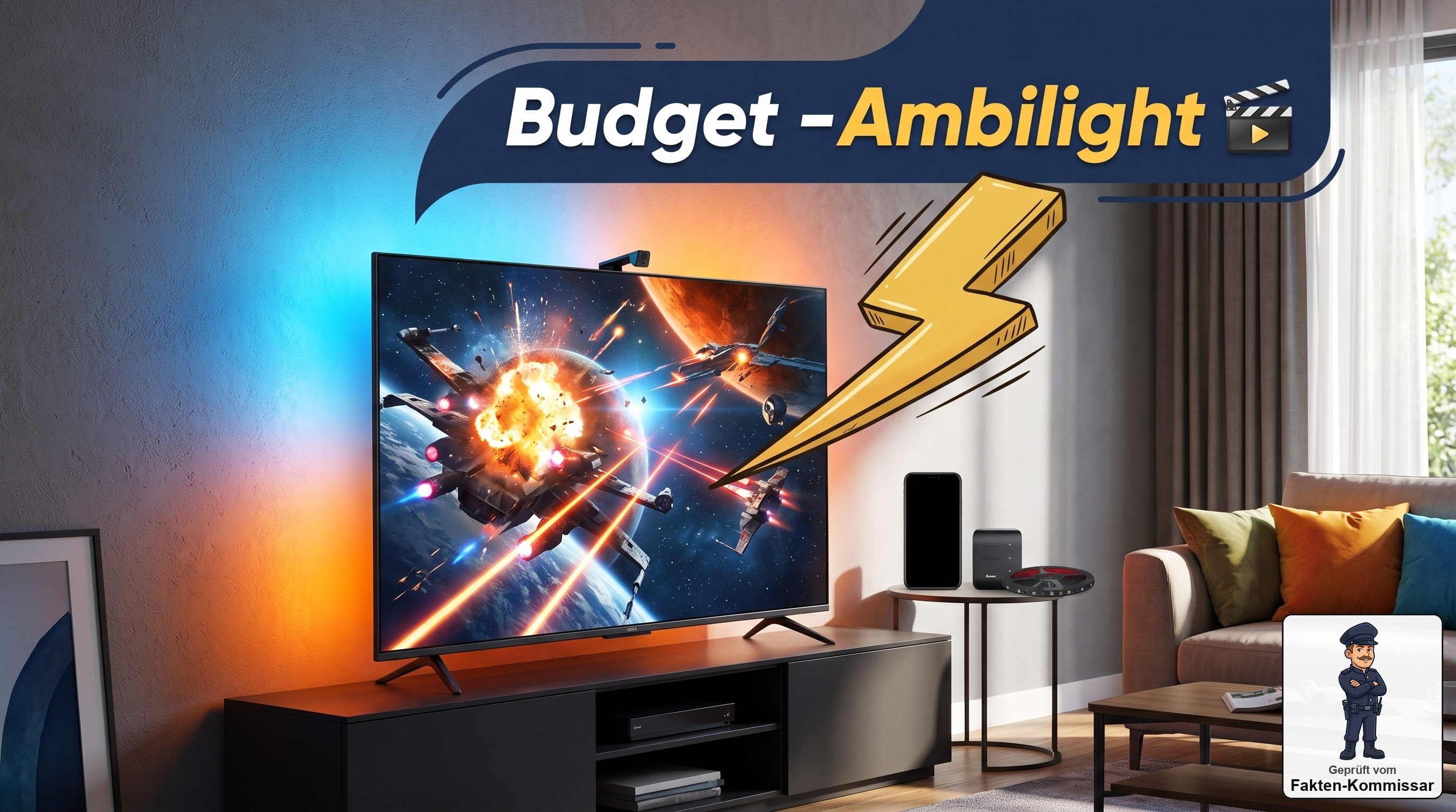 Govee TV Backlight 3 Lite mit Kamera synchronisiert Umgebungslicht in Echtzeit mit dem Fernsehbild