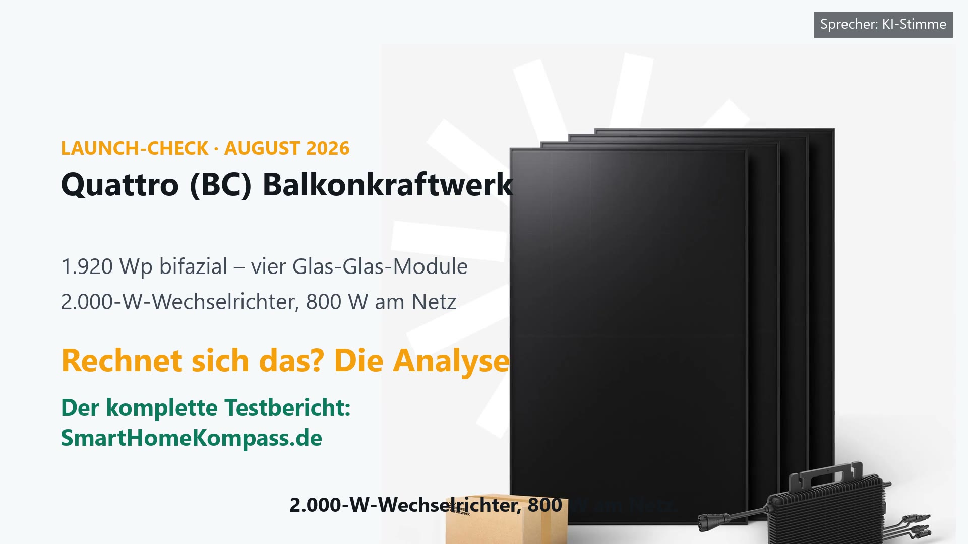 Kleines Kraftwerk Quattro (BC), bifaziales Balkonkraftwerk mit vier Modulen
