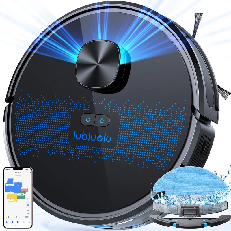 Lubluelu Saugroboter mit Wischfunktion, 2-1, 4000 Pa, Laser-Navigation, mit 5 Karten, 55