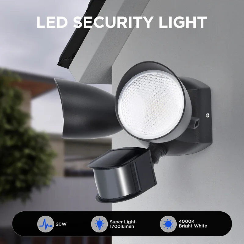 LUTEC 20W LED-Sicherheitsleuchte 1700LM 4000K Außenleuchte mit Sensor, Wandlampe