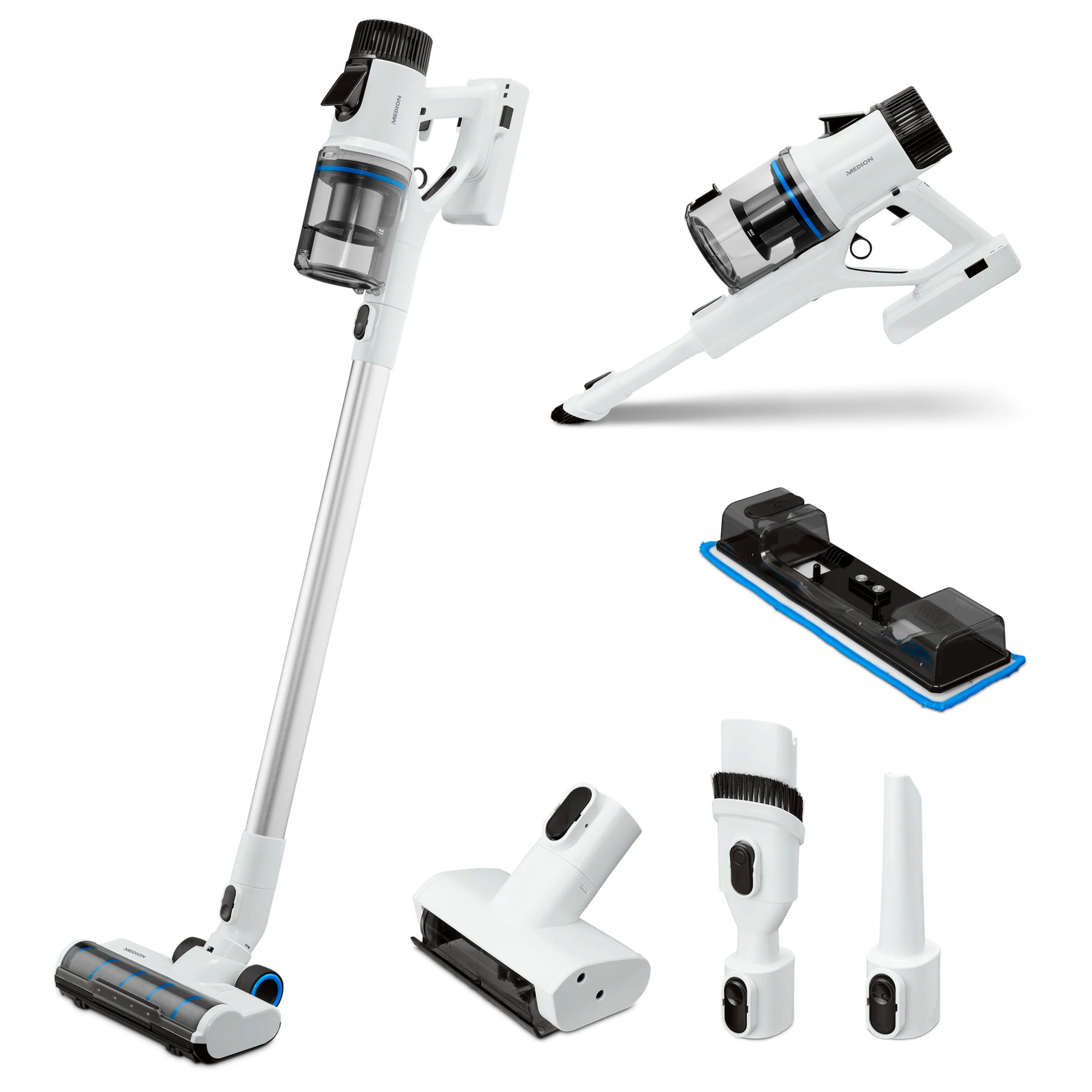 MEDION LIFE P350 W Akku-Stielstaubsauger mit Wischfunktion, beutellose