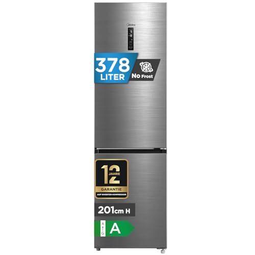 Midea 378L Kühlschrank mit Gefrierfach,201cm,29dB,EEK A,NoFrost,DualCooling | Inverter