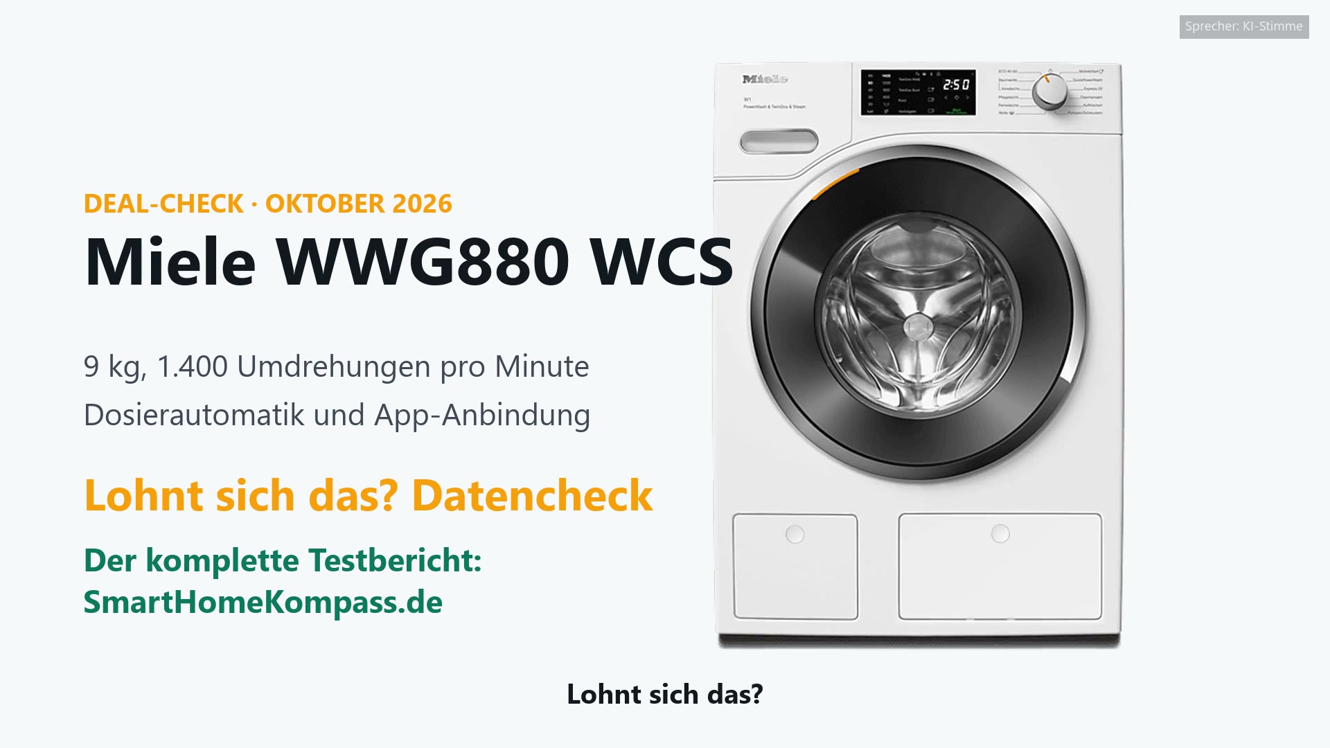 Miele WWG880 WCS Waschmaschine in Weiß, Frontansicht