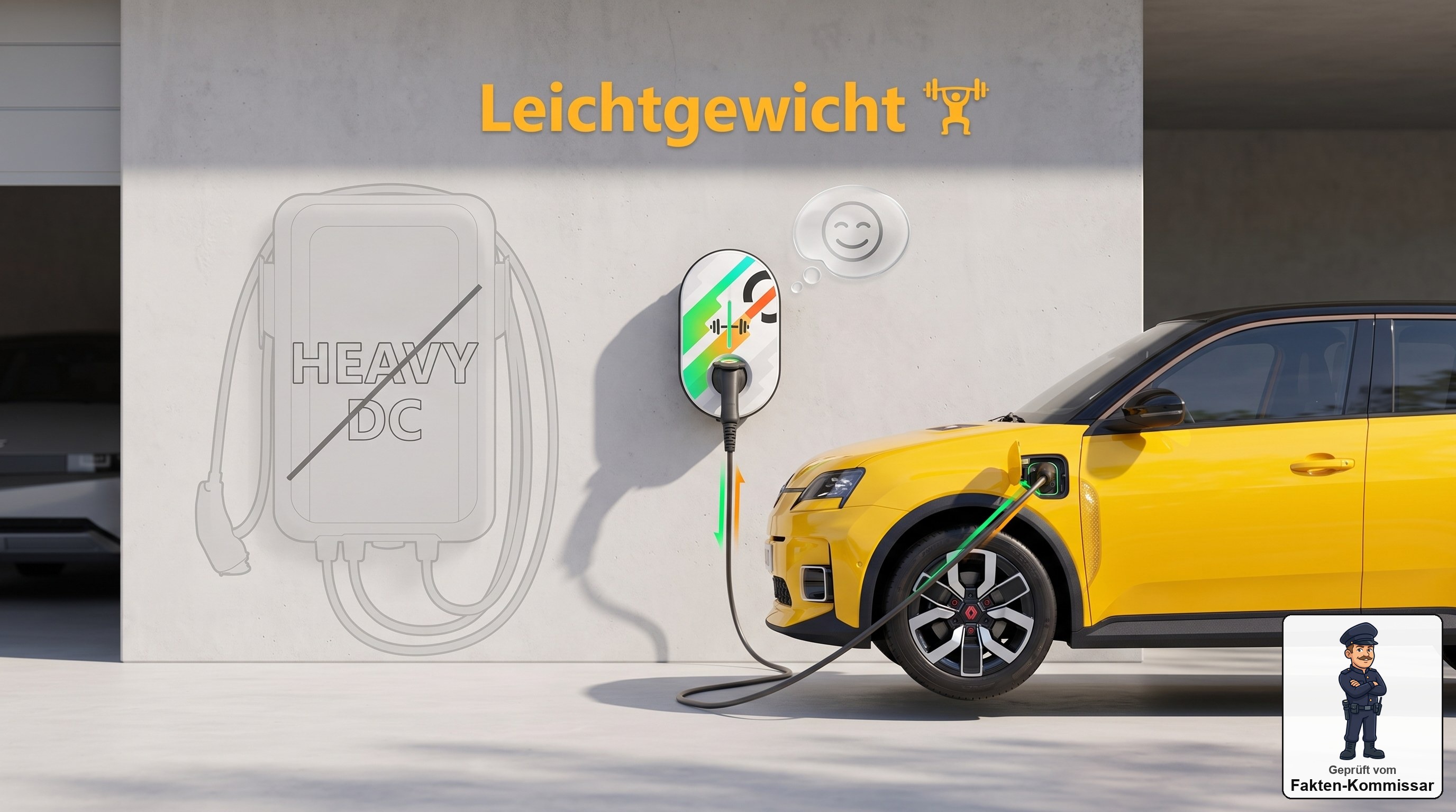 Mobilize PowerBox Verso lädt schlank an der Wand neben einem Renault 5