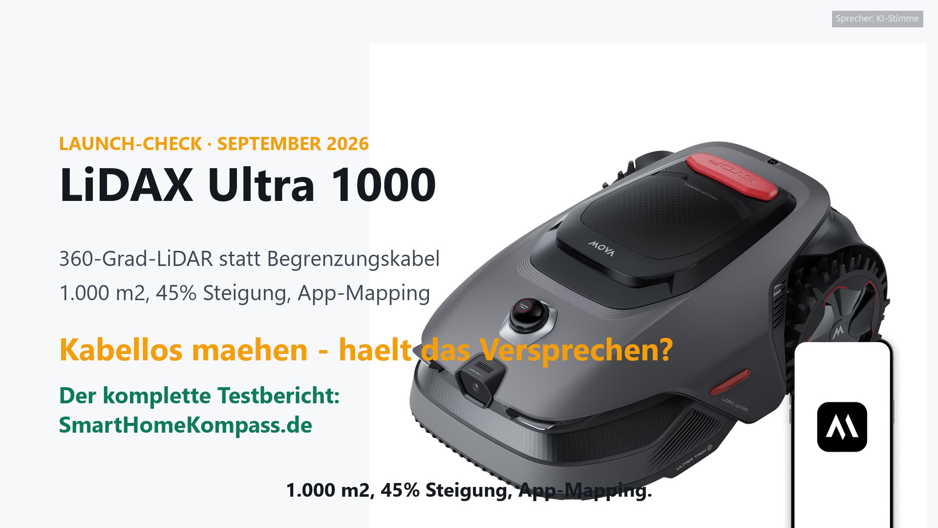 MOVA LiDAX Ultra 1000 Mähroboter ohne Begrenzungskabel
