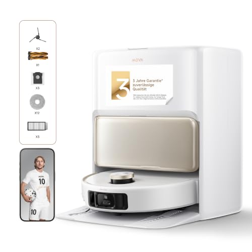 MOVA V50 Ultra Saugroboter, 24.000 Pa Saugkraft & Thermo-Wischen, Weiß | DuoSolution