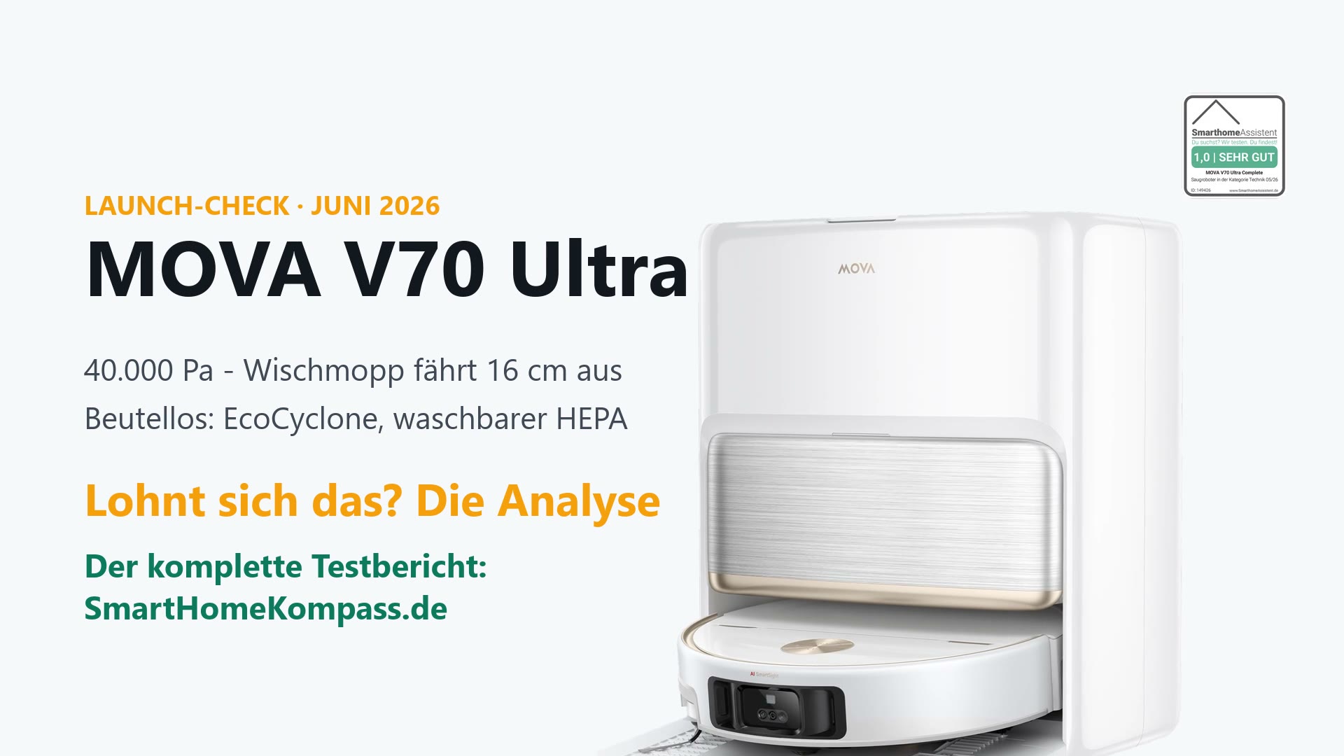 MOVA V70 Ultra Complete Saug- und Wischroboter mit Basisstation