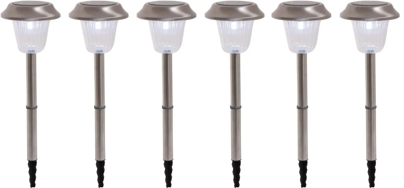 näve LED Gartenleuchte Gustav, LED fest integriert, 6er-Set LED Außenleuchte mit Erdspieß