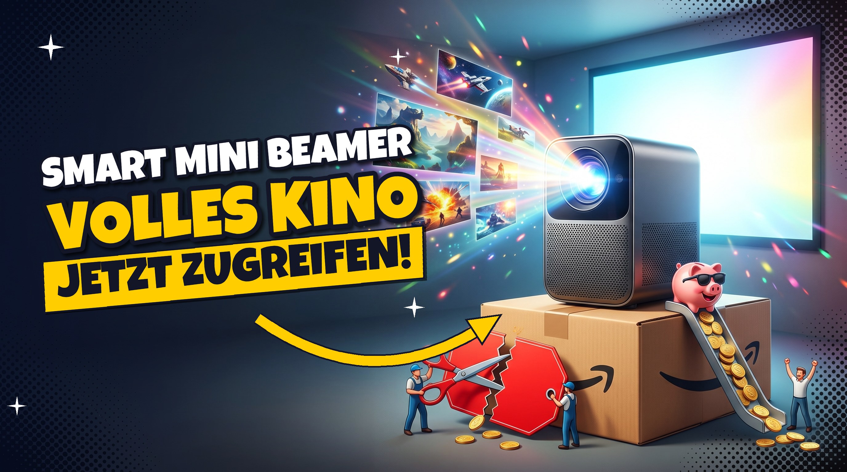 Smart Mini Beamer mit Android 14: 99,99 Euro statt 239,99 Euro