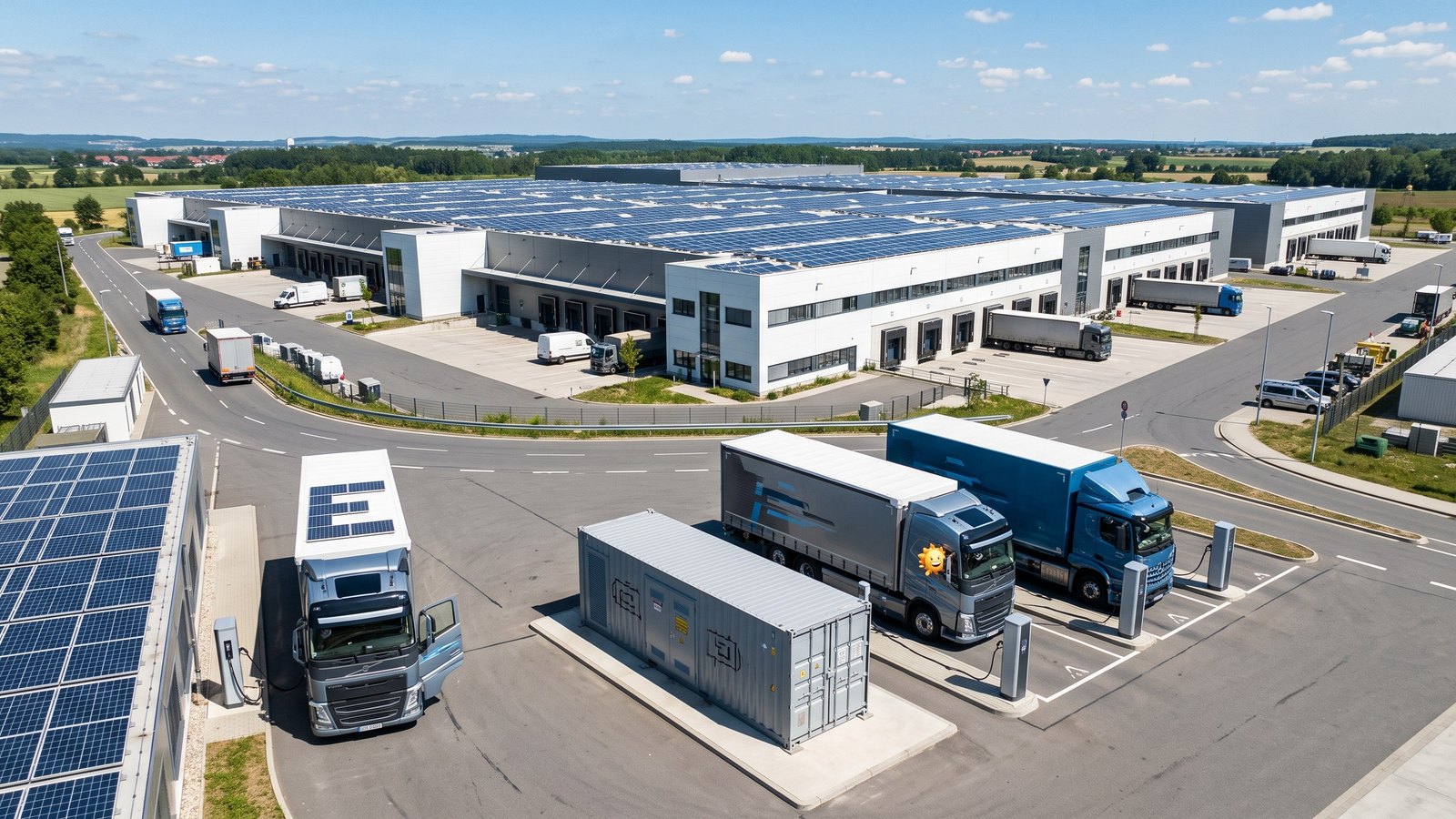 Logistikpark Rheinau bekommt PV-Anlage, Speicher und Lkw-Lader