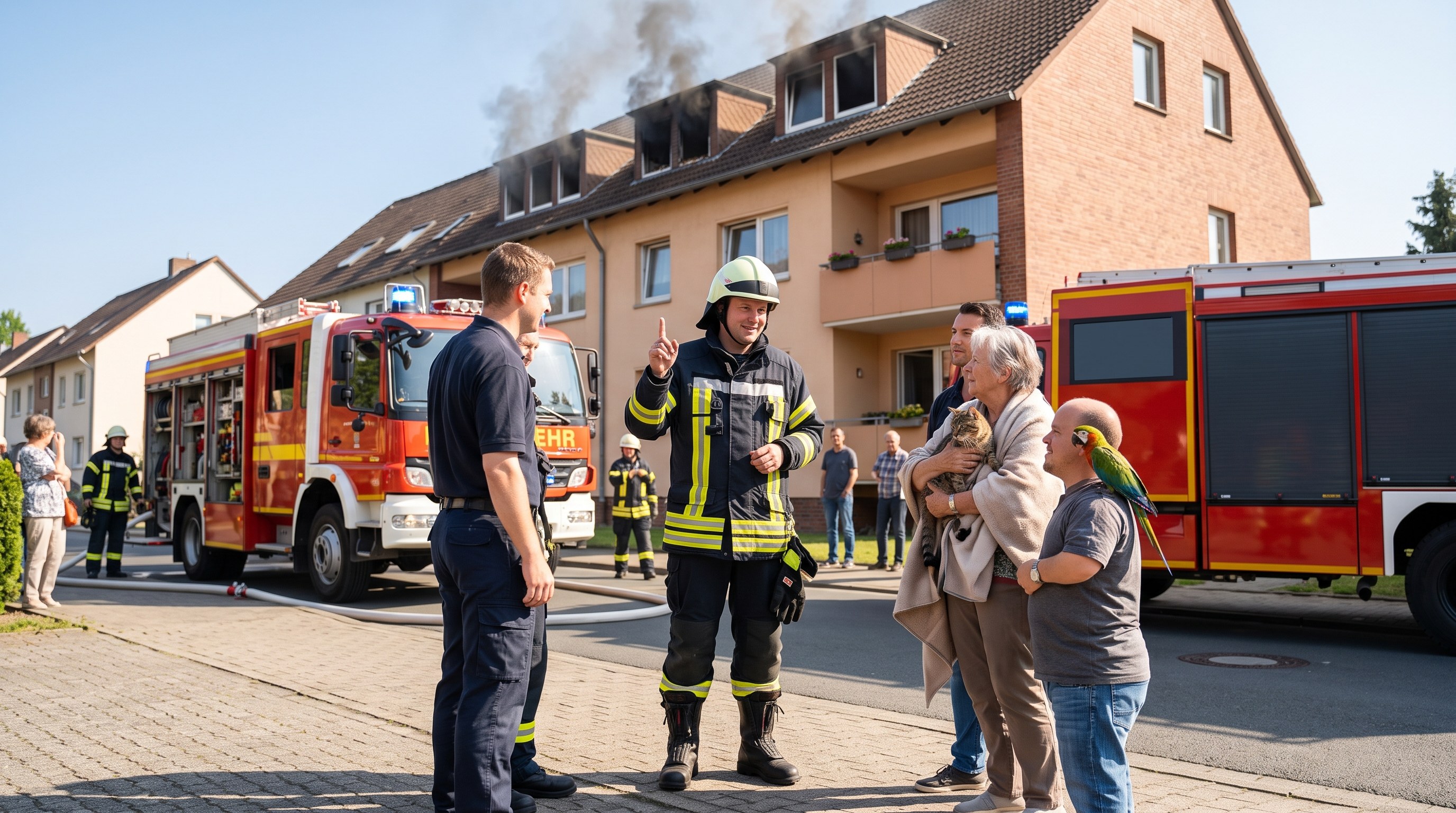 🔥 Dachgeschossbrand in Mehrfamilienhaus - Feuerwehr rettet zwei Personen.