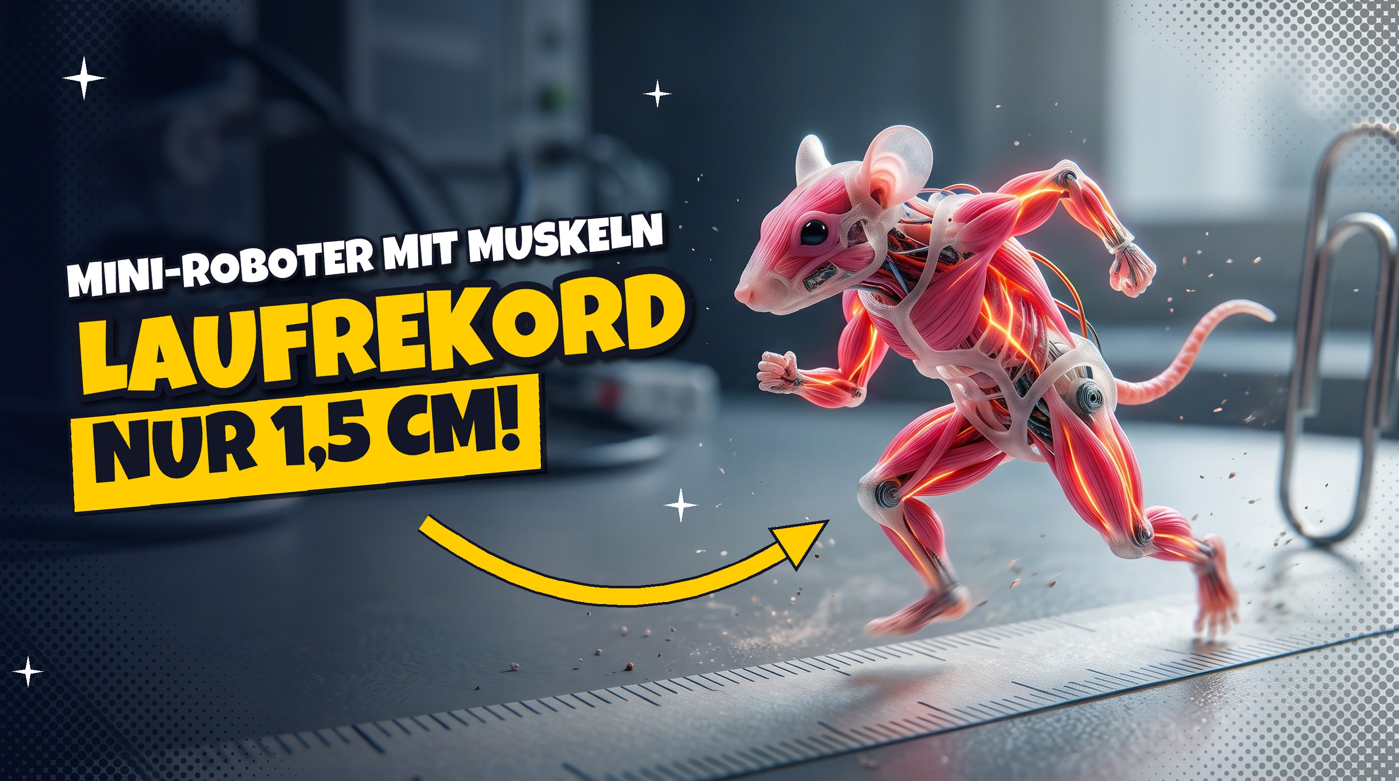 Mäuse-Power 💪 1,5 cm  Mini-Roboter mit gezüchtetem Muskeln im Laufrekord