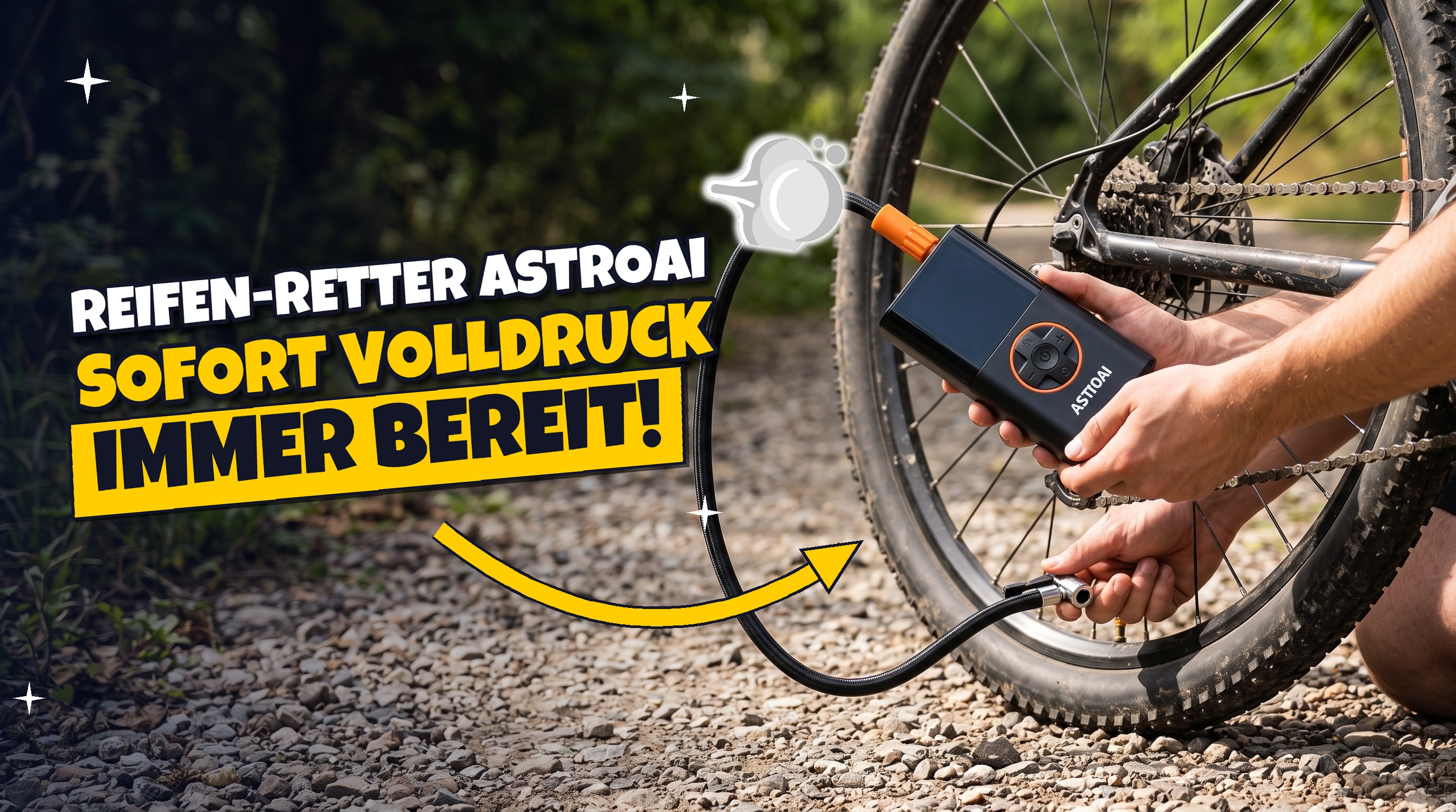 Reifen-Retter 🚲 AstroAI Kabellose Elektrische Luftpumpe für nur 22,95 €