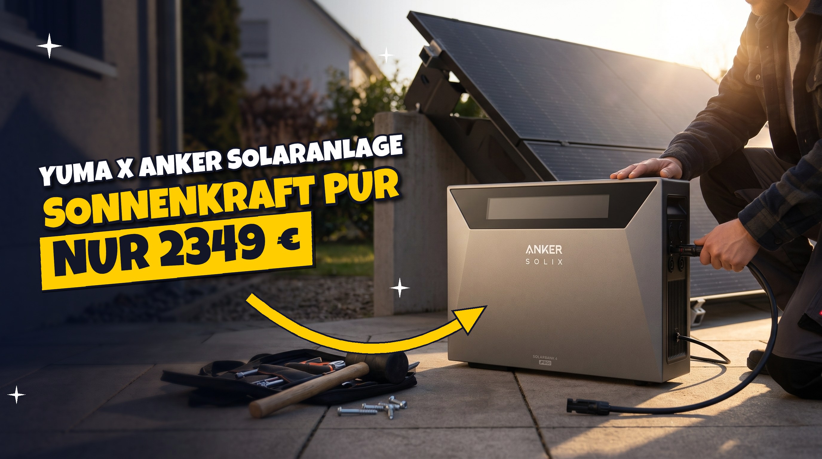 Sonnen-Hammer ☀️ Yuma x Anker 4000W Solaranlage mit SOLIX Solarbank 4 PRO für 2349,00 €