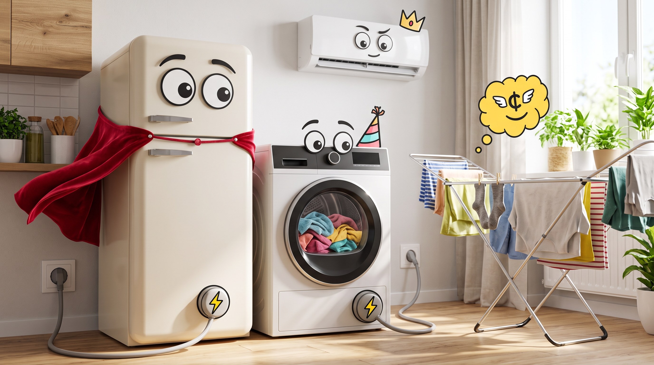 Stromfresser ⚡ Klimaanlage, Kühlschrank, Trockner — einer ist billiger als Sie denken