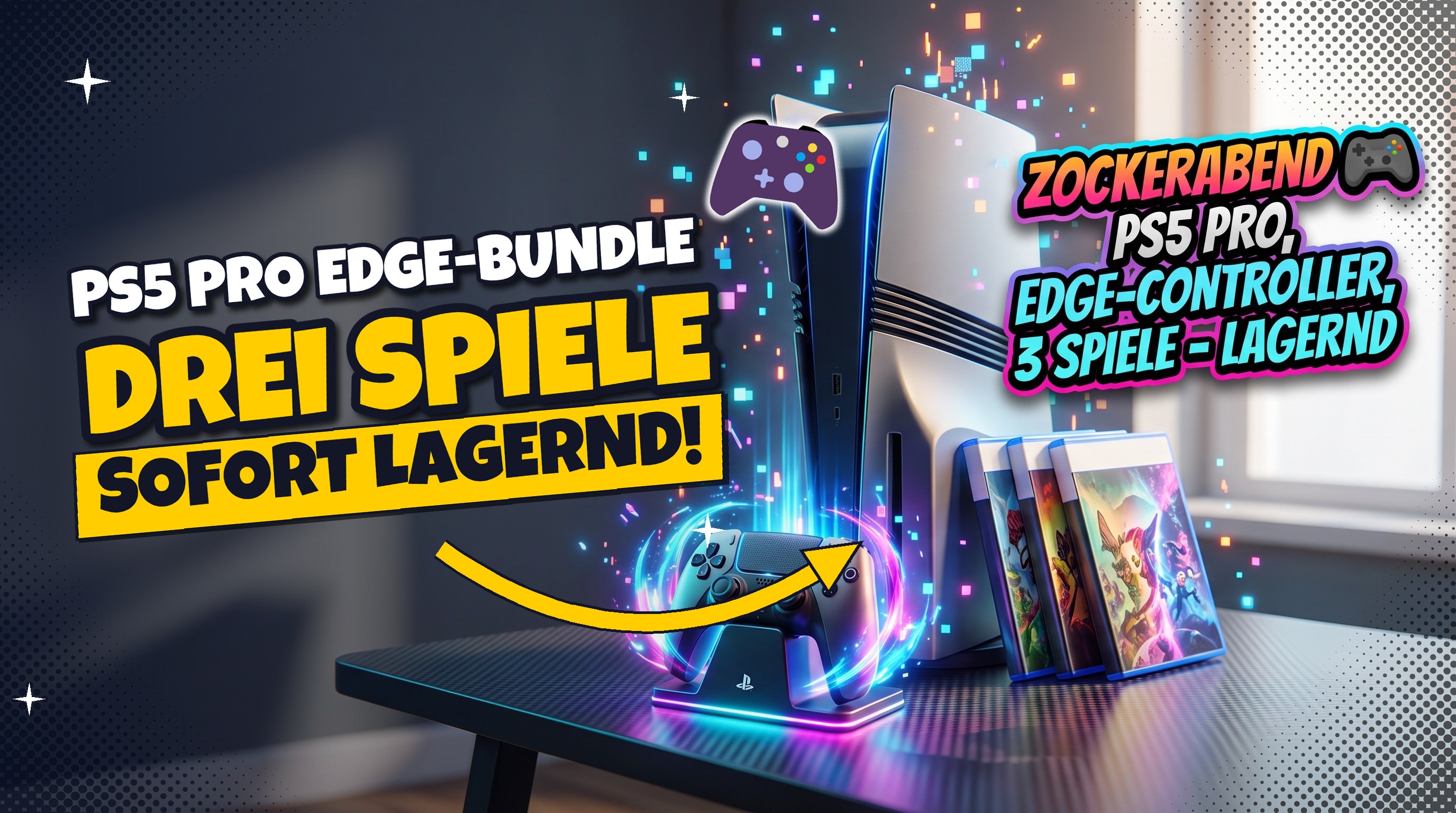 Zockerabend 🎮 PS5 Pro, Edge-Controller, 3 Spiele – lagernd