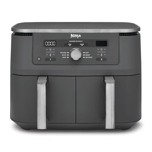 Ninja Dual Zone digitale Heißluftfritteuse, 9,5 L, 6-in-1, Metallic Grau | 2 Schubladen
