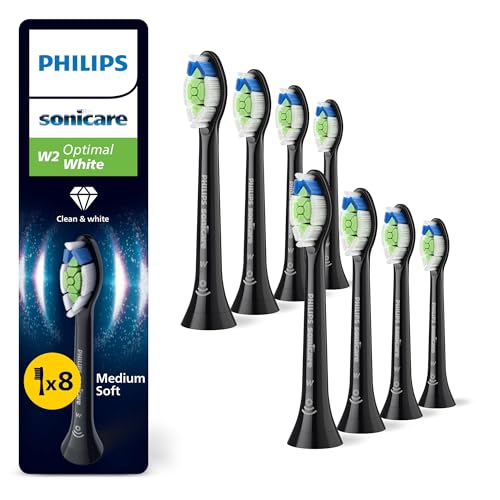 Philips Sonicare W2 Optimal White, Original Ersatzbürstenköpfe, Schwarz, 8er-Pack