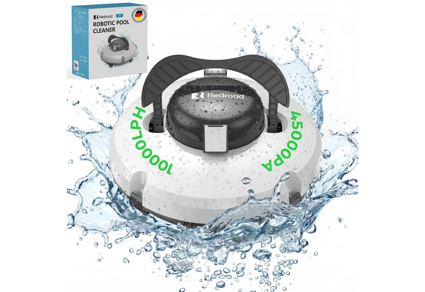 redroad Poolroboter 2026 Upgrade S1 Poolroboter Wand & Boden 180 Min
