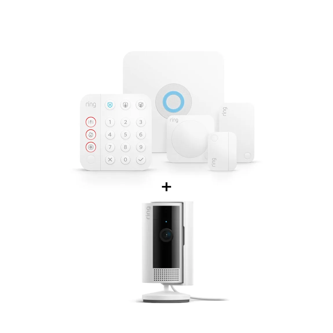 Ring Alarm 2.0 Sicherheitssystem Komplett-Set mit Ring Indoor Cam