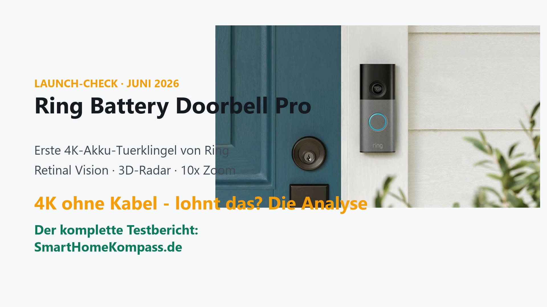 Ring Battery Video Doorbell Pro 2. Gen. an einer Haustür